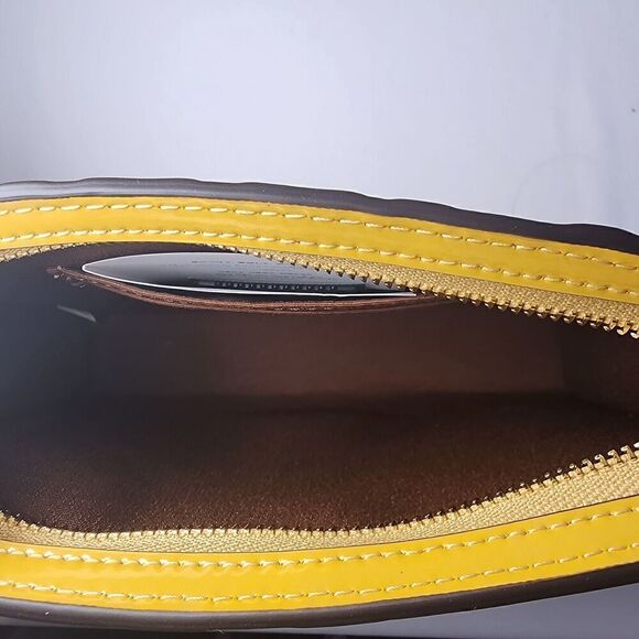 NWT COACH CT869 Slim Crossbody Signature Patent Leather Yellow Gold - Picture 5 of 5